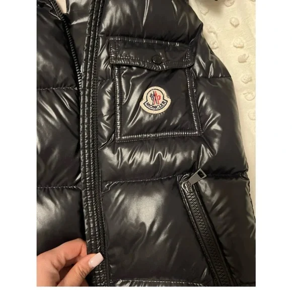 Moncler Black Puffer Jacket with Comic Detail